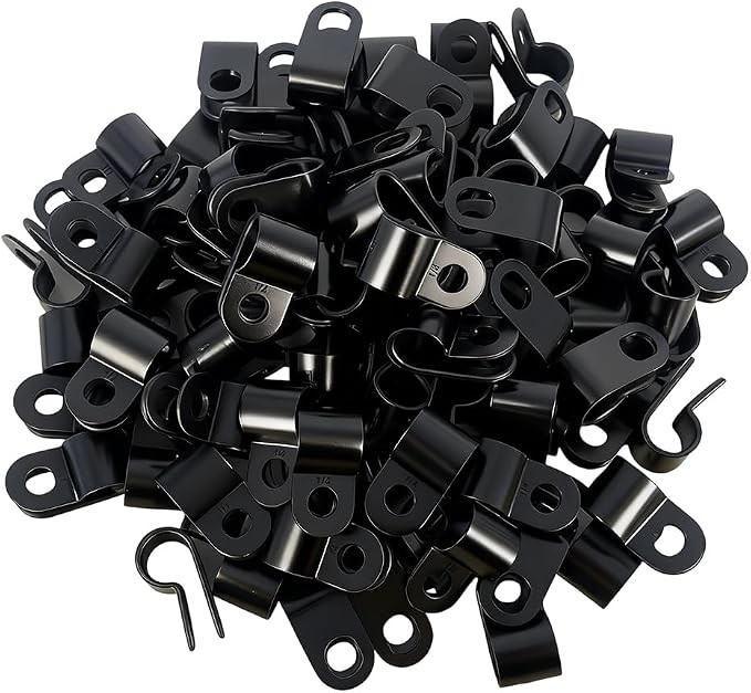100PCS 1/4" R-Type Cable Clamp Cable Clip Wire Clamp Nylon Cord Fastener Clips f