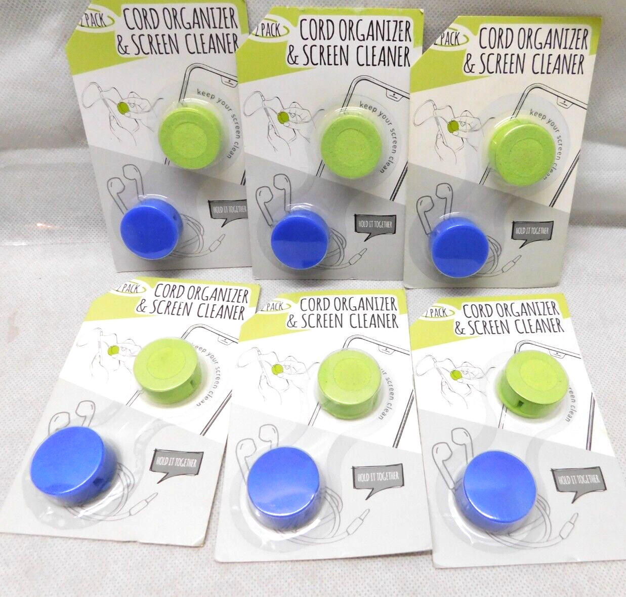 lot Of 6 Vivitar Cable Cord Organizer & Screen Cleaner 2 Pack