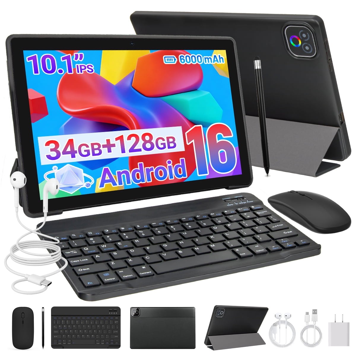 AEEZO Android 16 Tablet 10.1 Inch 6000mAH IPS HD Display 5MP+8MP 2026 New Set