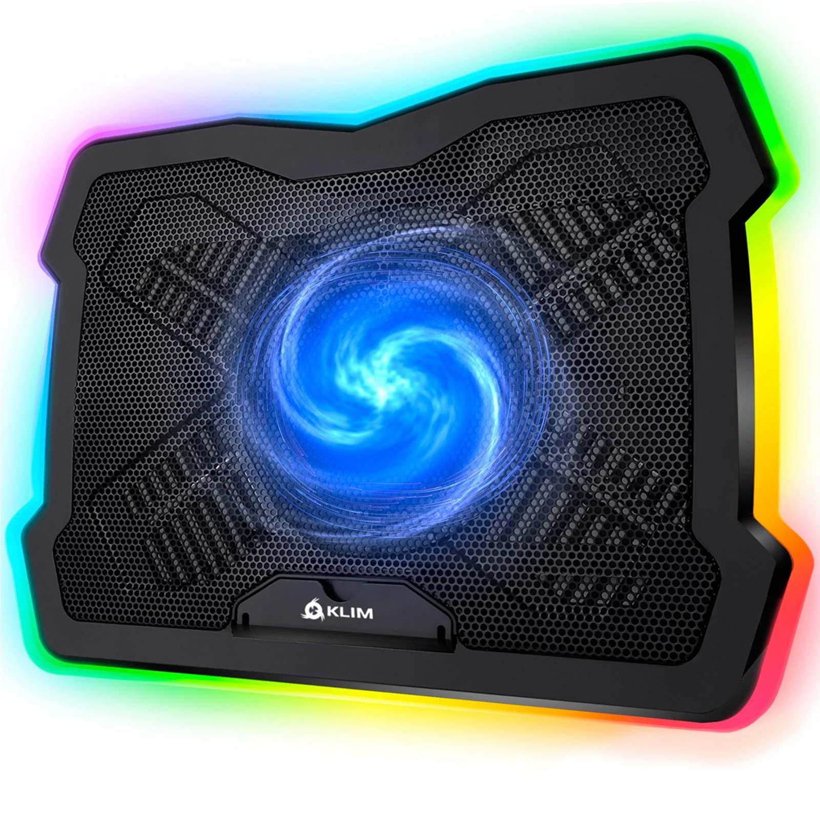KLIM Ultimate - RGB Laptop Cooling Pad with LED Rim - NEW - Medium, Black
