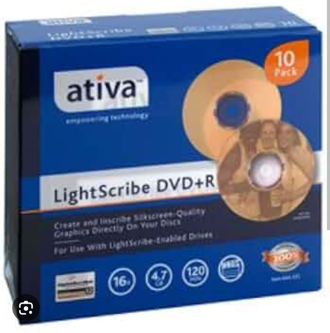 Ativa LightScribe DVD+R Recordable Discs 4.7GB 16x 10 Pack MPN 644-125