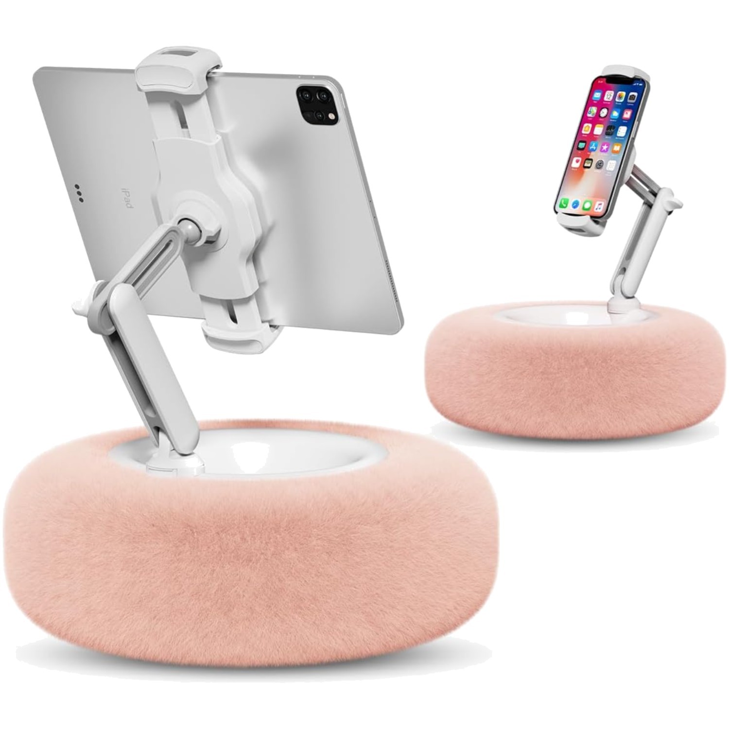 Plush Tablet Stand Pillow, 360°Adjustable Phone Holder, Pink