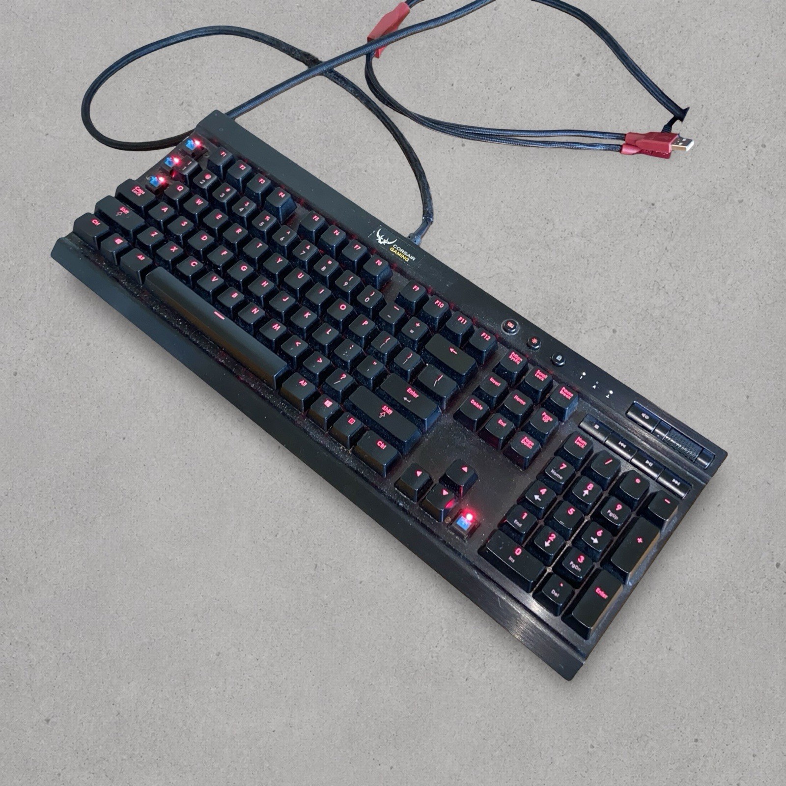 Corsair Vengeance K70 Mechanical Gaming Keyboard DUAL USB Missing Keycaps TESTED