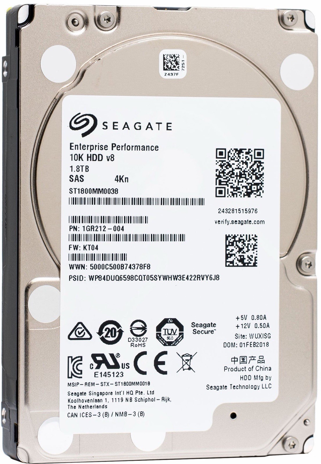 Seagate Enterprise Performance 10k HDD 1.8TB 4Kn SAS 12Gb/s 2.5” ST1800mm0038