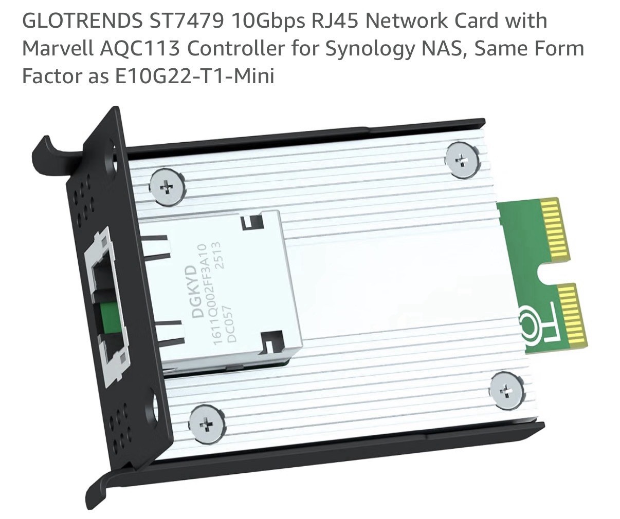 GLOTRENDS ST7479 10Gbps RJ-45 PCIe Mini NIC Marvell AQC113 for Synology NAS