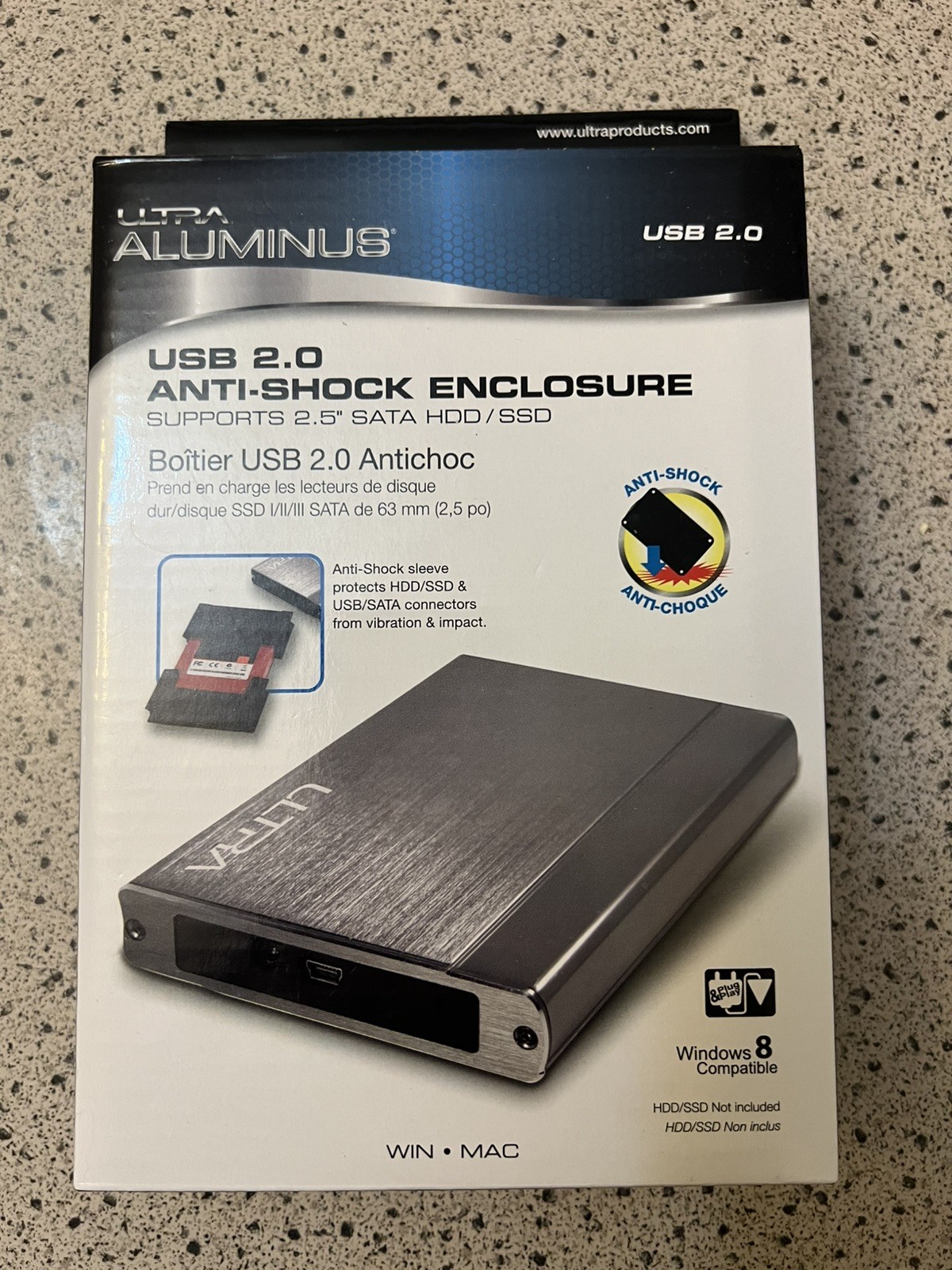 New ULTRA Aluminus 2.5" SATA Anti-Shock USB 2.0 HDD/SSD Enclosure U12-43832