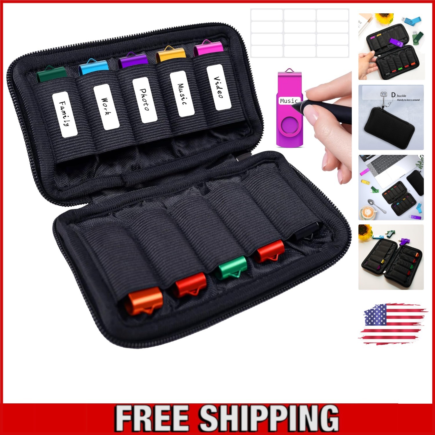 Durable Neoprene USB Holder with 10 Slots - Protect Your Electronic Essentials