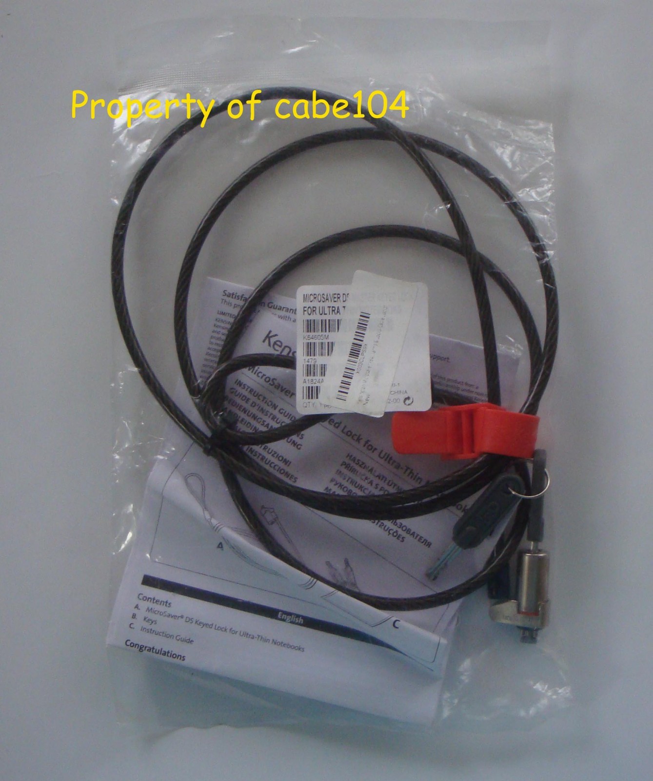 Kensington ~ MICROSAVER DS KEYED LOCK for Ultra-Thin Notebooks ~ K64605M ~ NEW