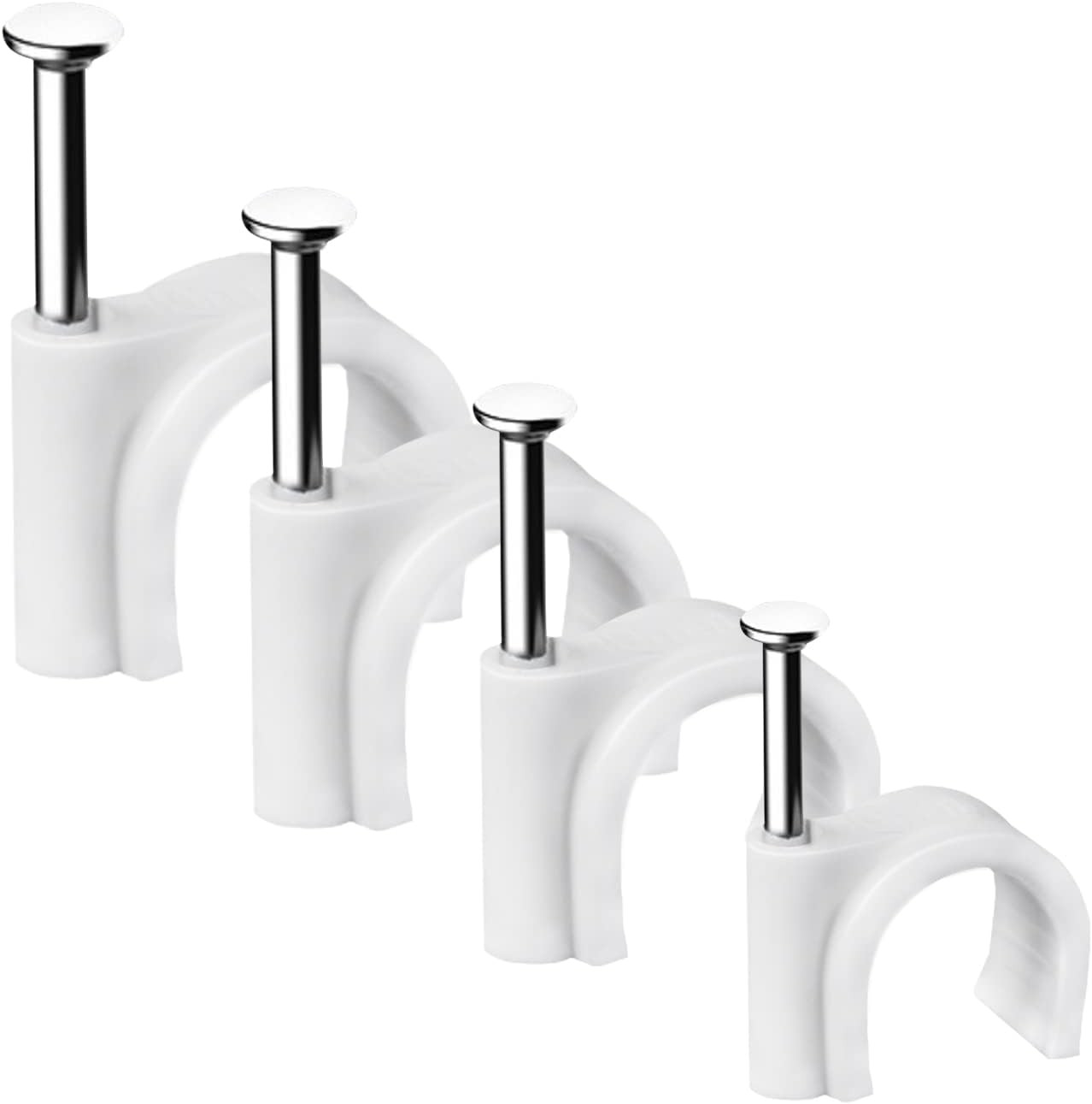 Abnii Cable Nails Clips, 400 Pcs, 4Mm 6Mm 8Mm 10Mm, Wire Wall Clips, White | Eth
