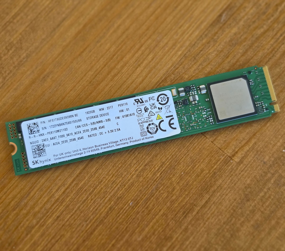 1.92TB Hynix PE8110 M.2 NVMe Gen4 SSD Drive 2TB HFS1T9GDE0X098N 22110 1920GB