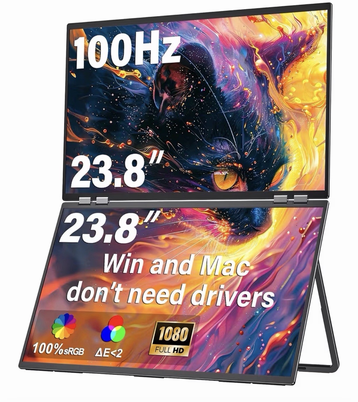 InnoView 23.8" FHD Dual Portable Monitor 1920x1080P 100% sRGB - Foldable & Stack