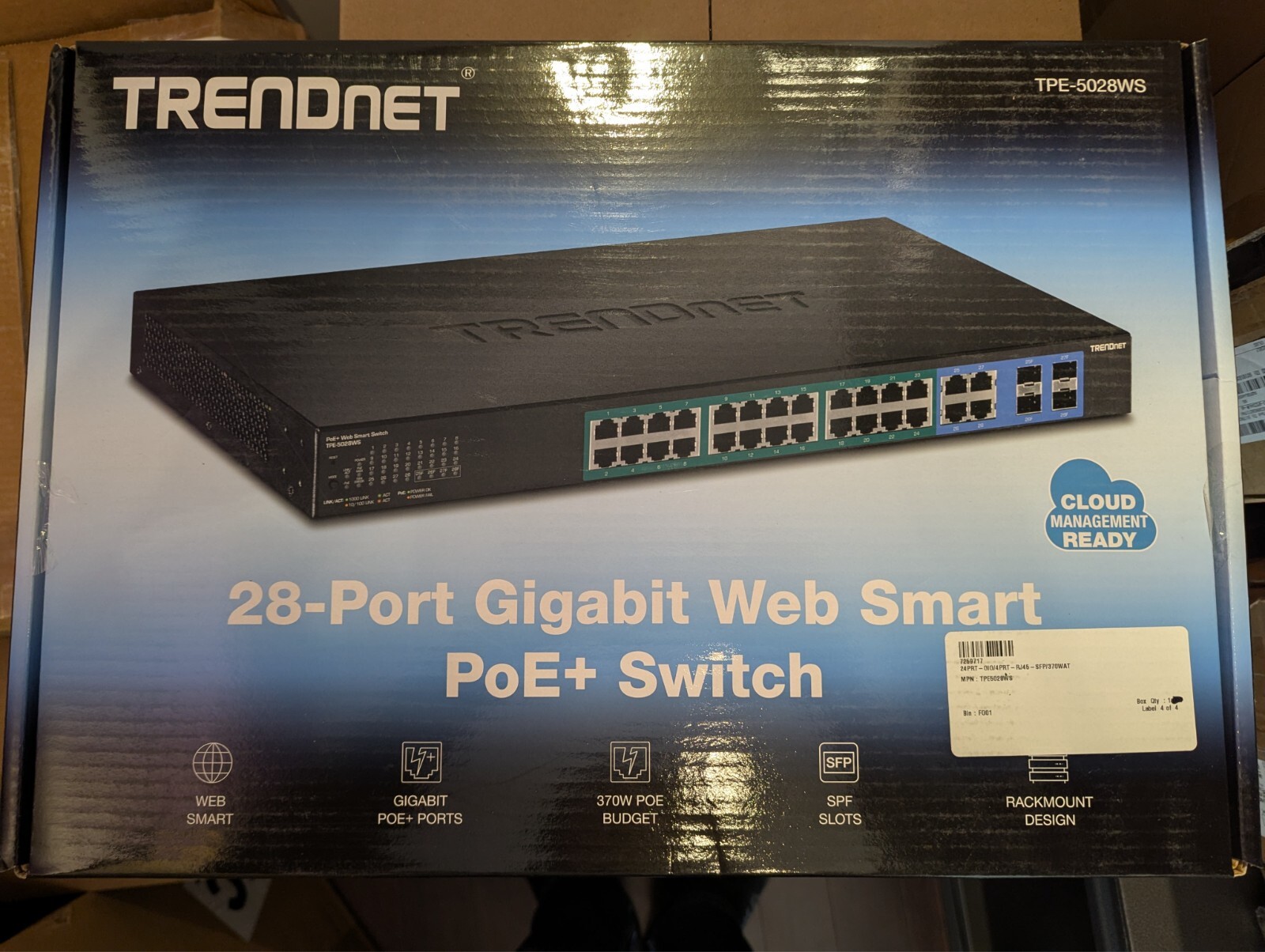 *BRAND NEW* TRENDnet TPE-5028WS 28-Port Gigabit Web Smart PoE+ Switch (370W) L2