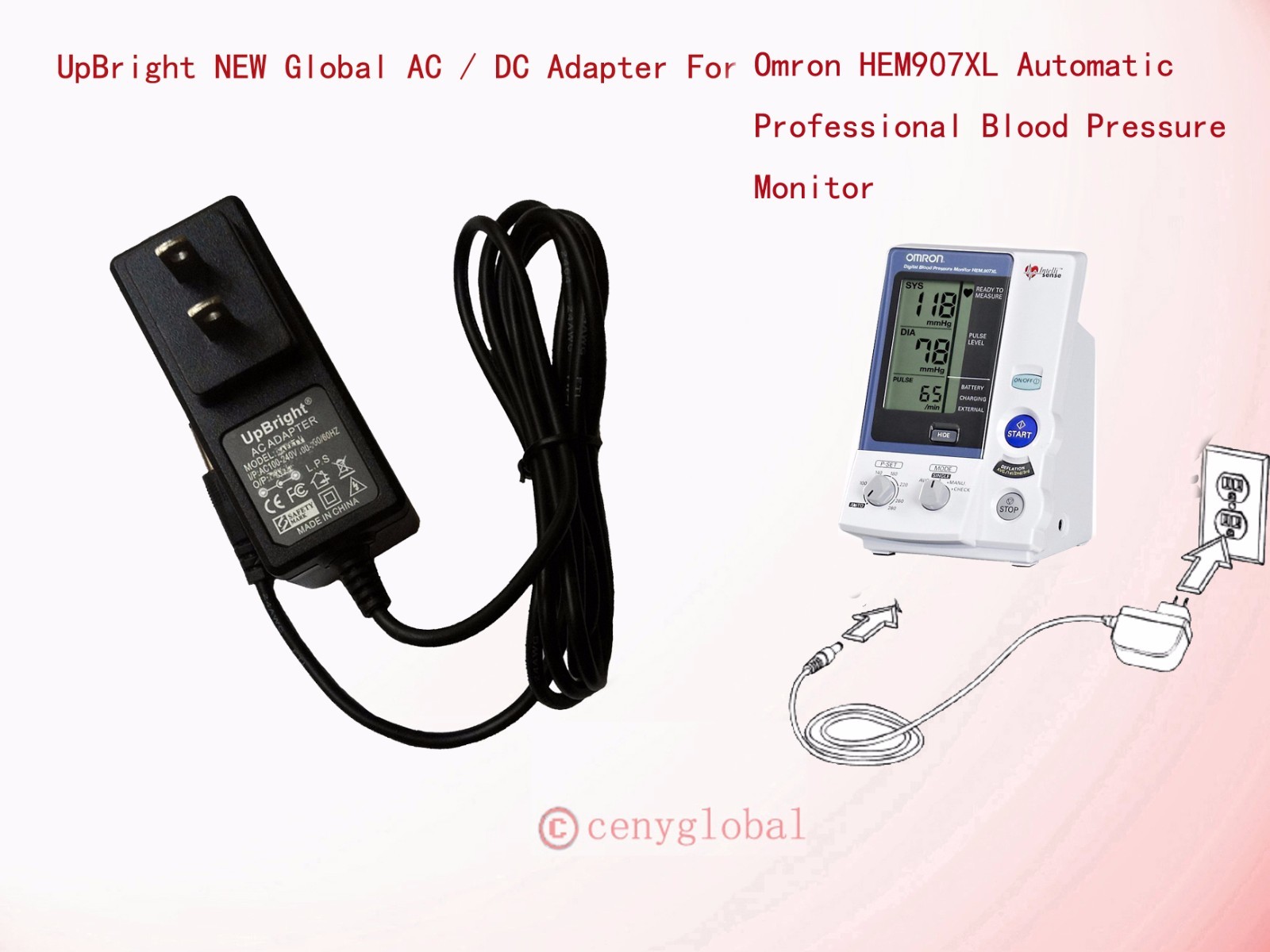 8V AC/DC Adapter For Omron HEM-907 HEM-907XL Pro Blood Pressure Monitor Charger
