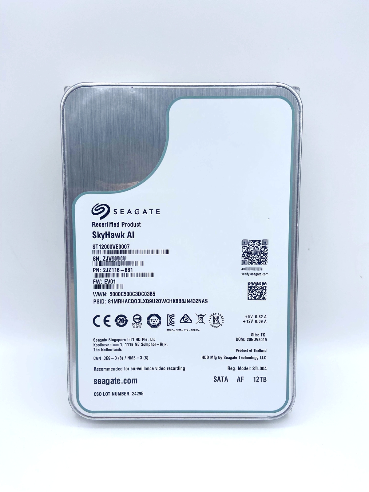 2X ST12000VE0007 Seagate 12TB SkyHawk Al 7.2K SATA 3.5 256MB Internal Hard Drive