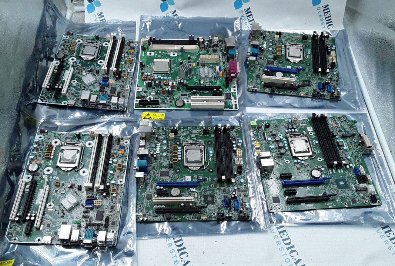 Lot of 5 Intel Core & 1 AMD CPU on 3 Dell & 3HP Motherboards
