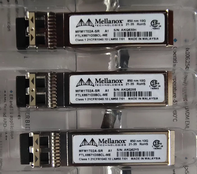 1Pcs Mellanox MFM1T02A-SR 10G SFP+ Multimode Transceiver-