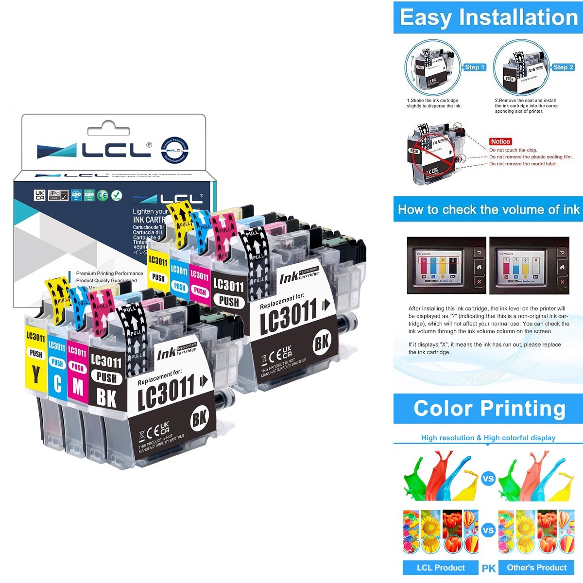 LCL Ink Cartridge for Brother MFC-J491DW MFC-J497DW MFC-J690DW MFC-J895DW 8-Pack