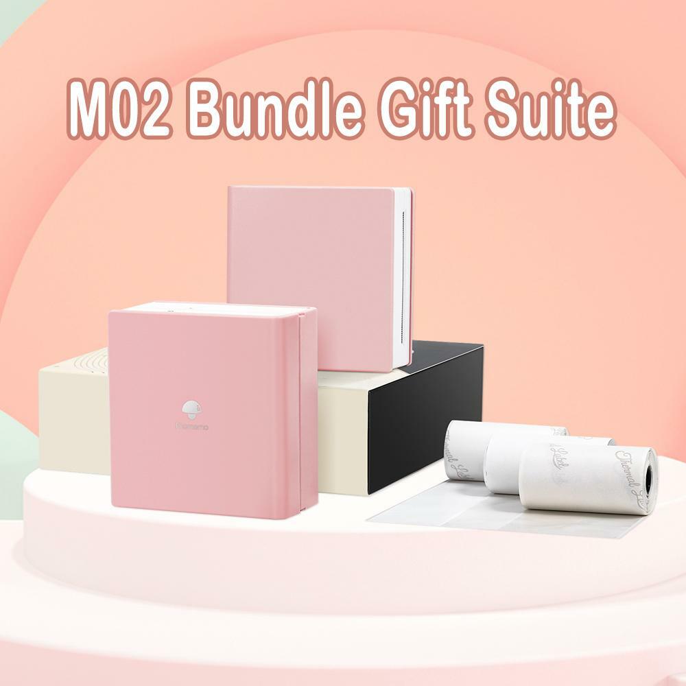 Phomemo M02 Mini Bluetooth Handheld Thermal Photo Printer + 3 Roll Sticker Paper
