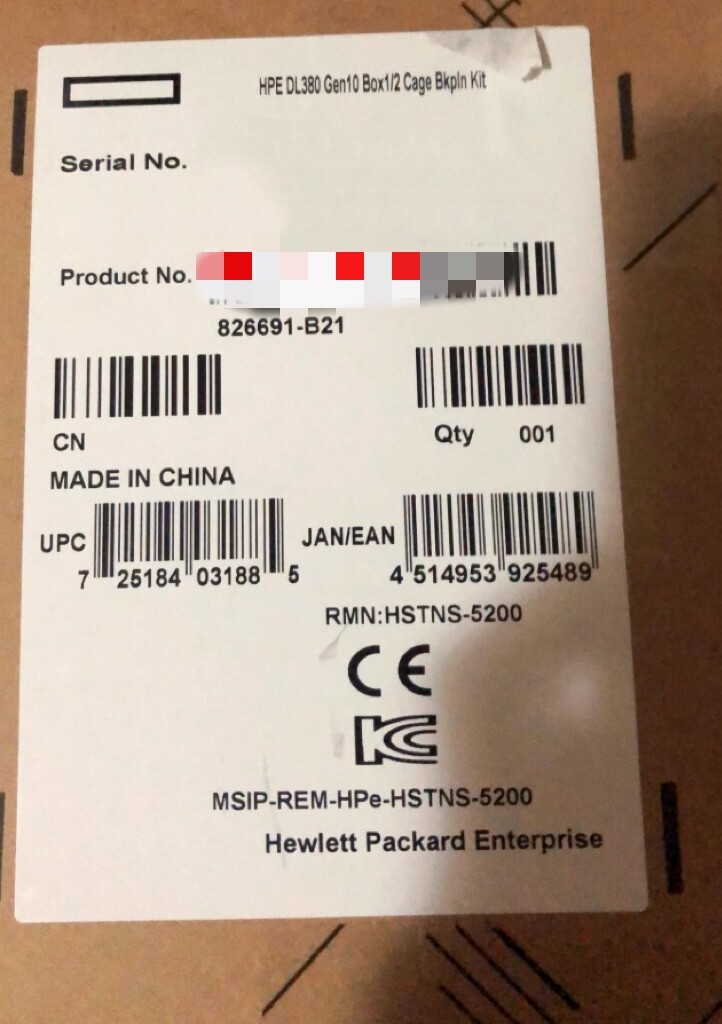 826691-B21 878543-001 Backplane Kit HPE DL38XGen10 SFF Box1/2 Server Components