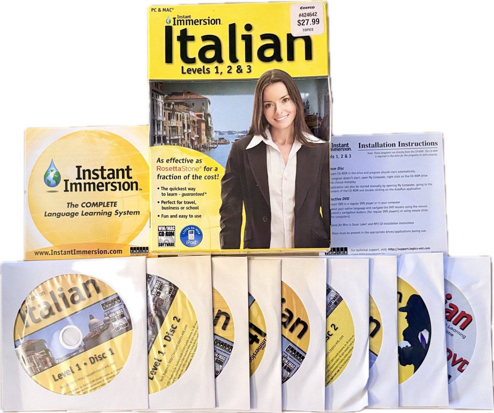 Topics Entertainment Instant Immersion Italian Levels 1, 2 & 3 9 CD Set PC & MAC