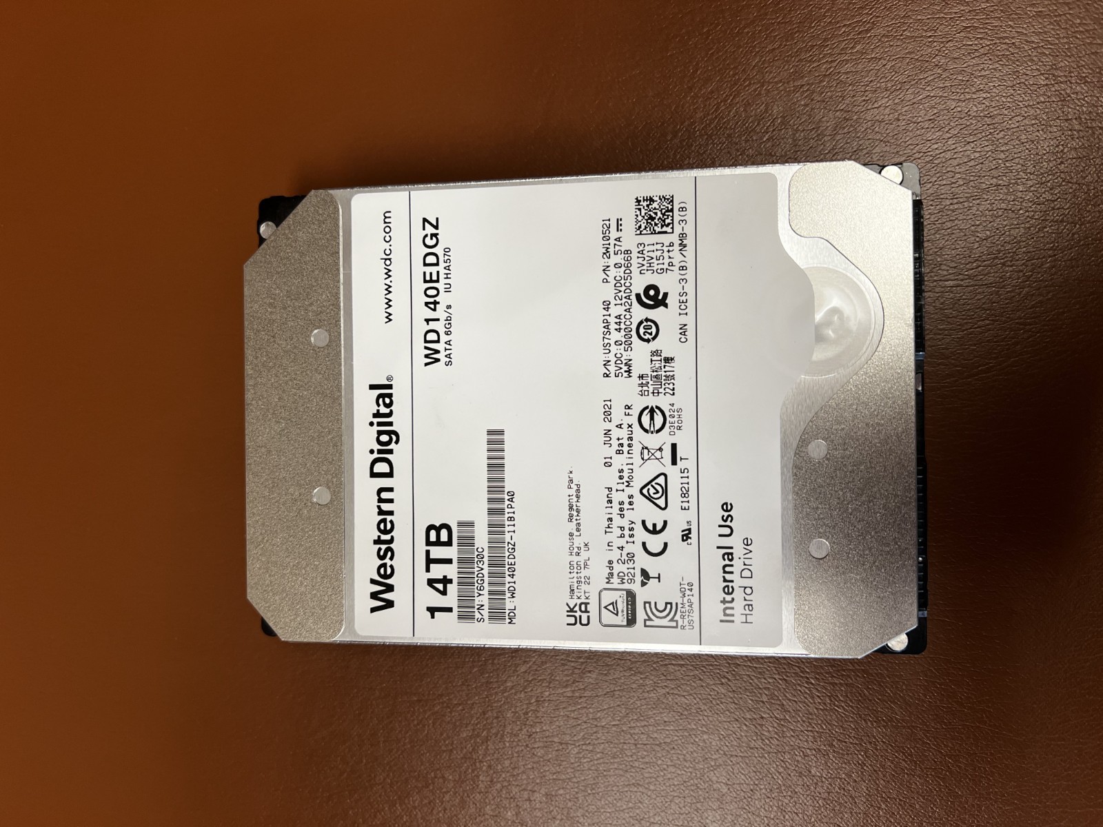 Western Digital 14TB SATA Internal Hard Disk Drive WD140EDGZ IU HA570 6Gb/s