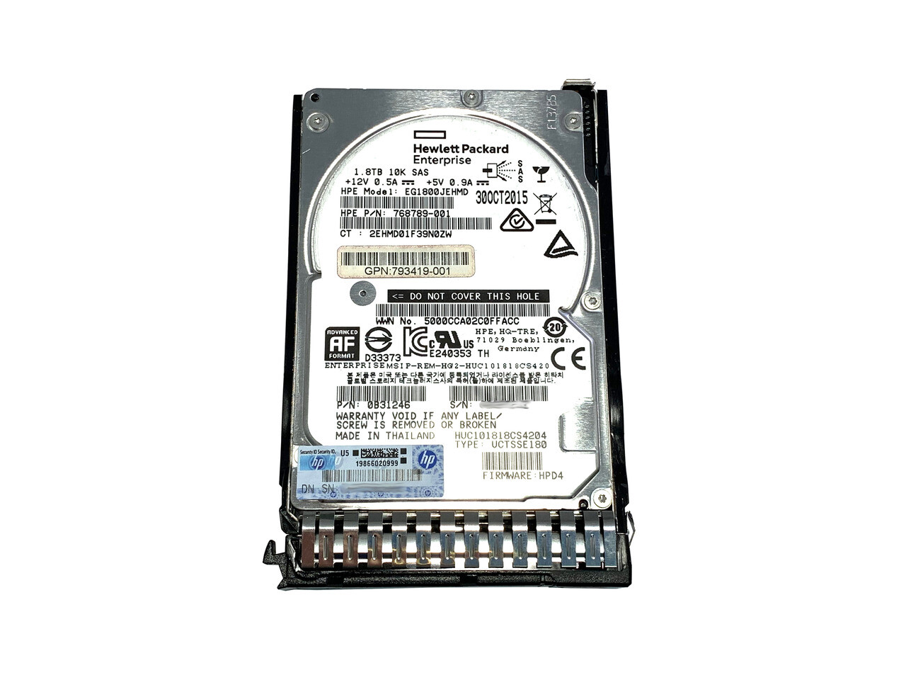 HP 1.8TB 12G SAS 10K 2.5IN SC 512E 791034-B21 791055-001 768789-001