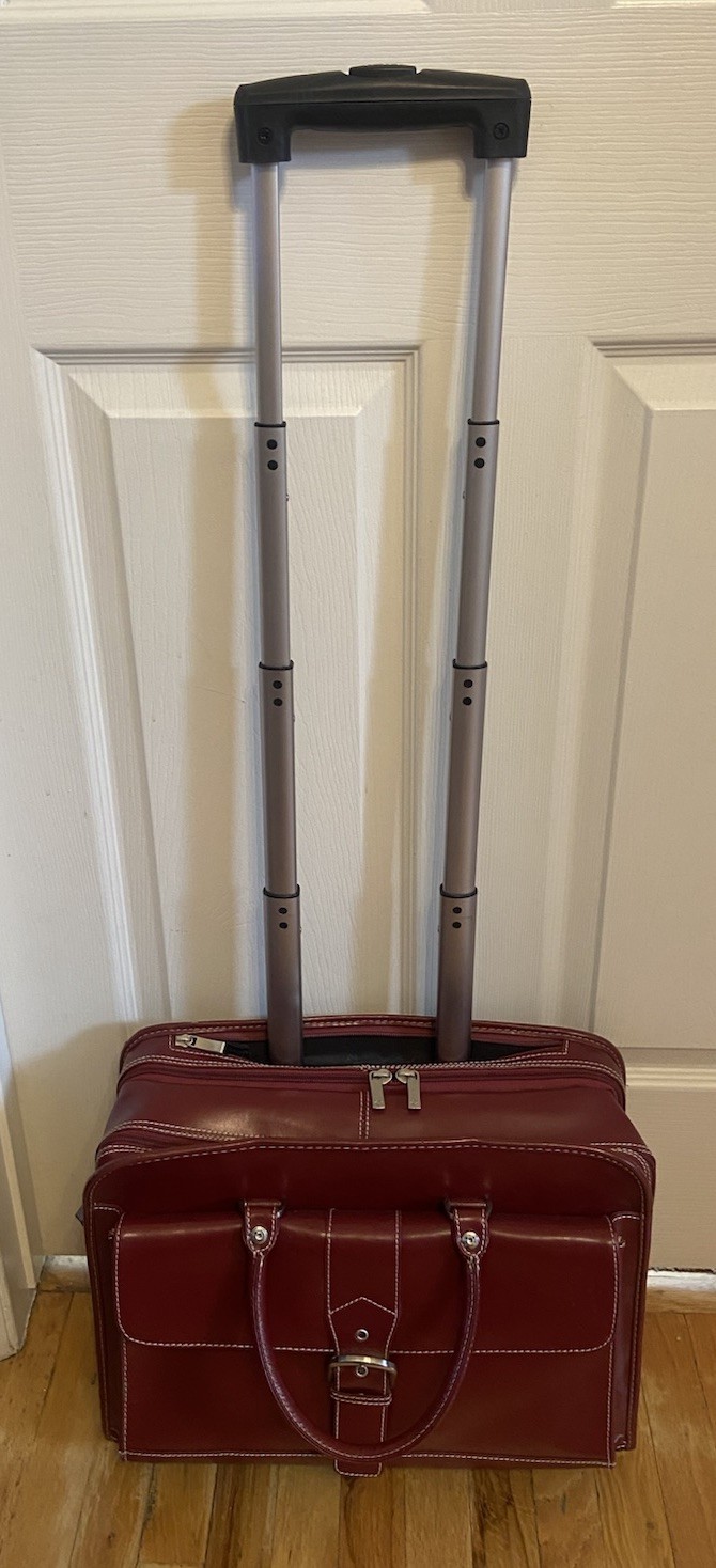 Franklin Covey Rolling Red Business Briefcase Laptop Carry-on Travel Bag Case