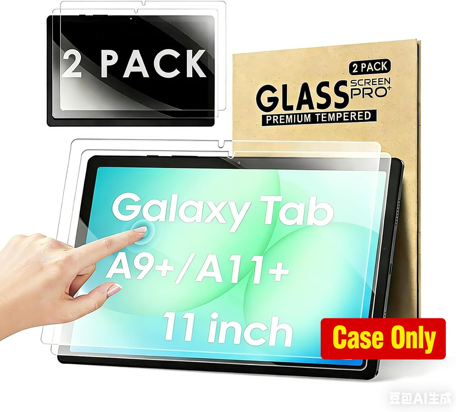 Case for Samsung Galaxy Tab A11 Plus 11", Ultra-Clear Screen Protector, 2-Pack