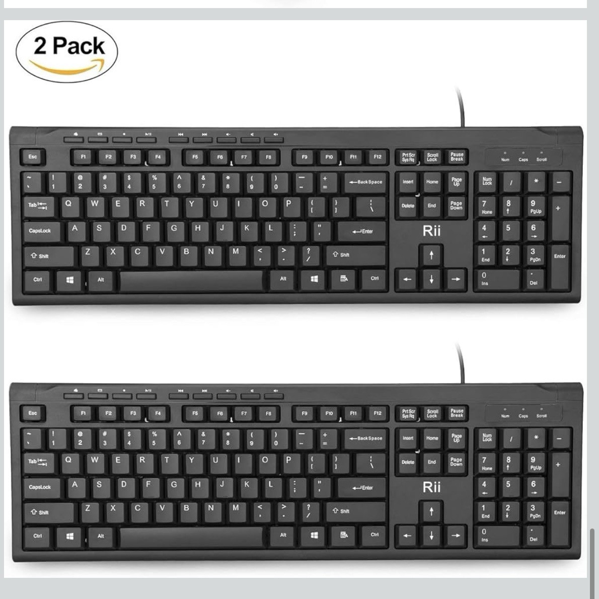 Rii RK907 Ultra-Slim Compact USB Wired Keyboard Mac PC (Set Of 2)