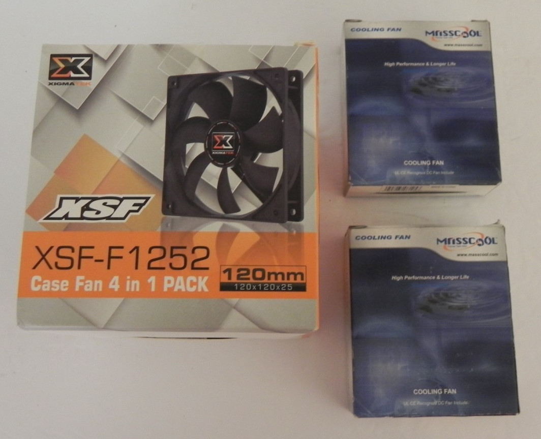 2 Masscool and 4 Xigmatek Computer Fans New Old Stock Unused in Boxes