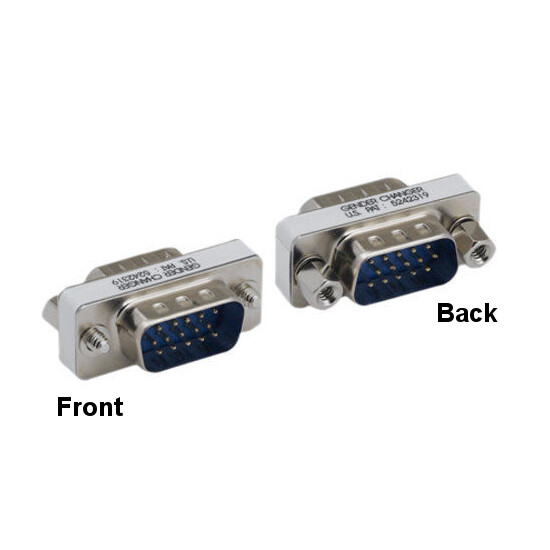 [10X] HD15 Male to Male Mini Adapter VGA 15 Pin Low Profile Changer for Video
