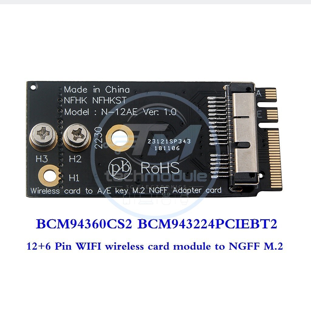 BCM94360CS2 BCM943224PCIEBT2 12+6 Pin WIFI wireless card module to NGFF M.2