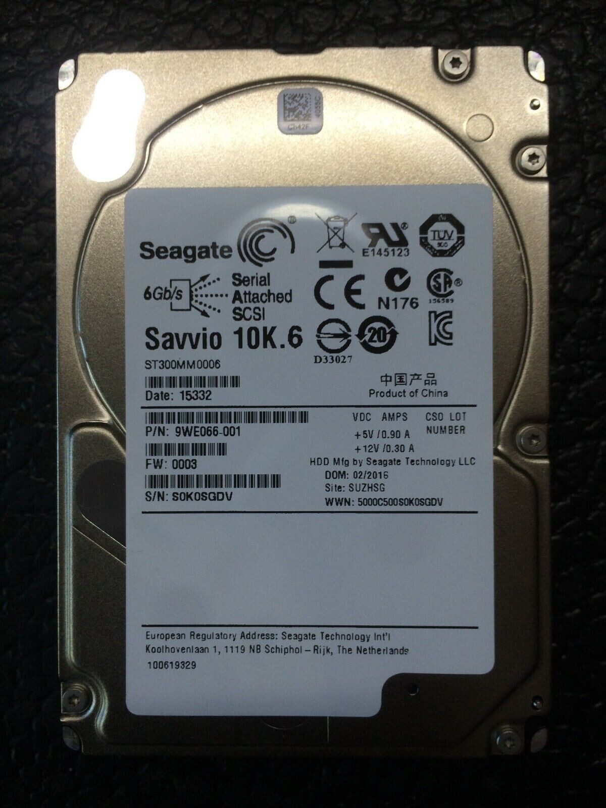 Seagate ST300MM0006 300GB Savvio 10K.6 2.5" 6Gbps SAS HDD HARD DRIVE