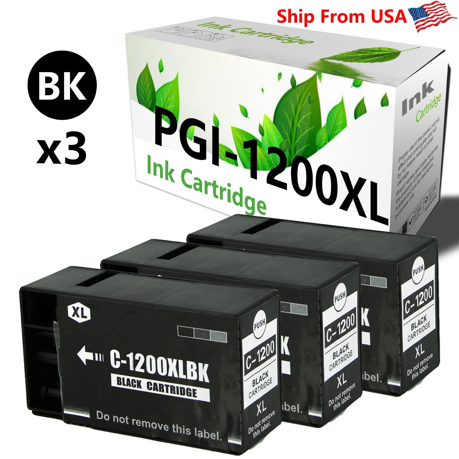 3PK PGI-1200 XL Ink Cartridge Black for Canon MAXIFY MB2020 MB2120 MB2320 MB2720