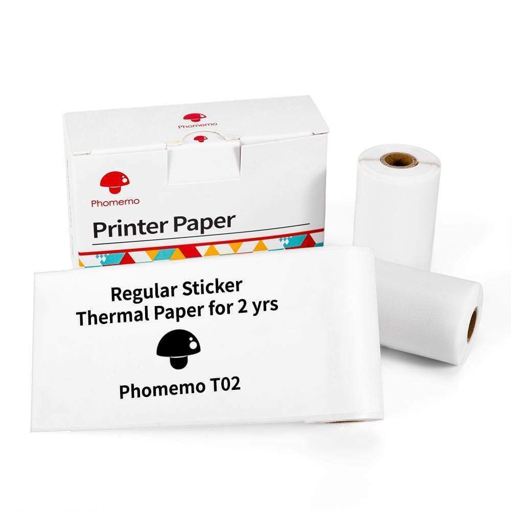 3Rolls Self-Adhesive/Non-Adhesive 50mm Thermal Printer Paper for Phomemo T02 M02