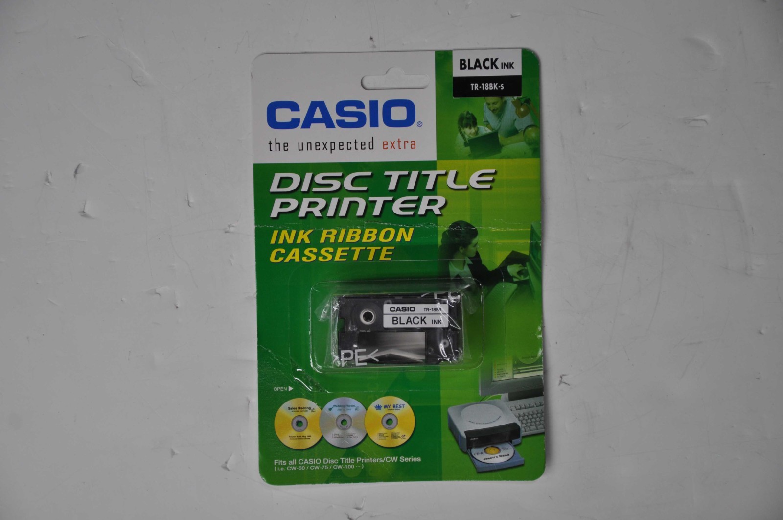 NEW  Casio TR-18BK-S Black Ink Disc Title Printer Ink Ribbon Cassette TR-18BK-S