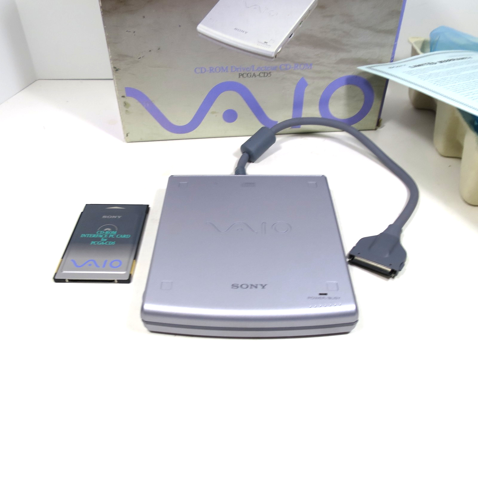 Vtg SONY VAIO PCGA-CD5 External Portable CD-ROM Drive In Box UNTESTED Read See