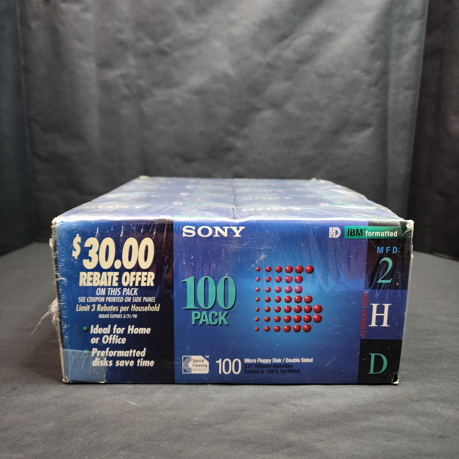 Vtg Sony 100 Pk MFD 2HD 3.5 MicroFloppy Disk NOS Retrocomputing IBM/PC Storage