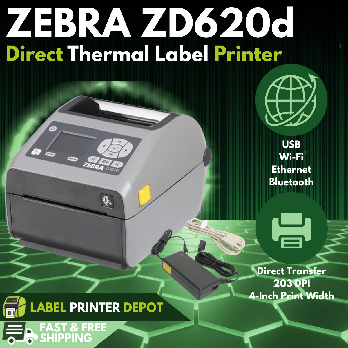 Zebra ZD620d Direct Thermal Label Printer | 203 DPI | USB | Ethernet |◾️✅⚡️