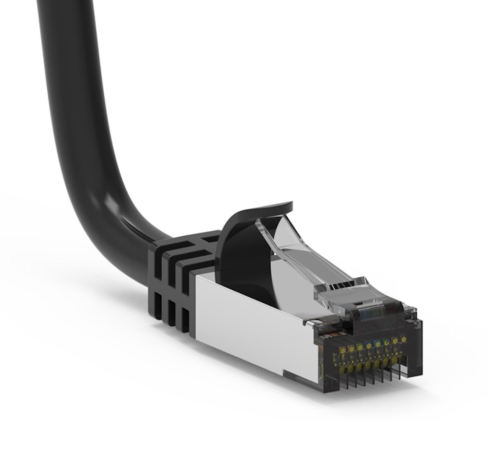 15ft Cat8 Shielded S/FTP Ethernet Patch Cable, RJ45 Booted Cord, Black 40Gbps