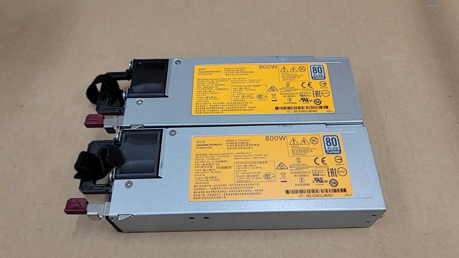 LOT 2 HP HSTNS-PL41 723599-001 754381-001 720479-B21 800W Power Supply