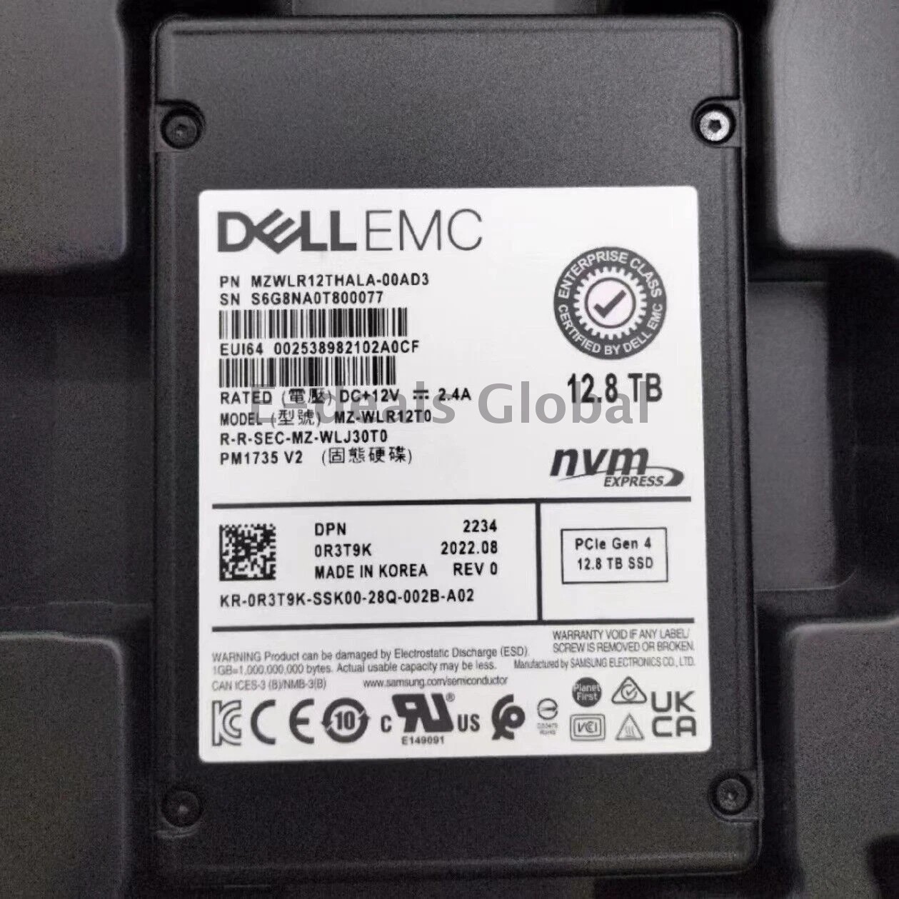 Samsung PM1735 12.8TB SSD DELL 2.5" U.3 PCIe NVME MZ-WLR12T0 MZWLR12THALA-00AD3