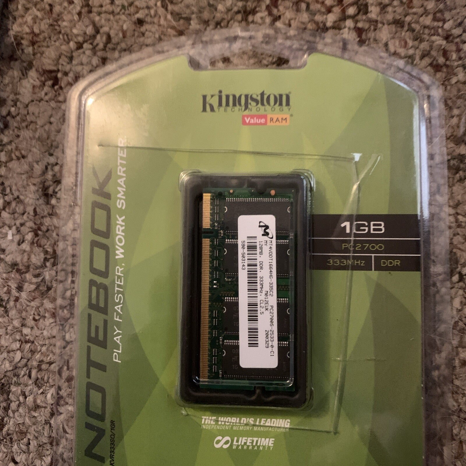 Kingston Technology Value RAM Notebook Memory 1GB KVR333S0 - New & WOW***