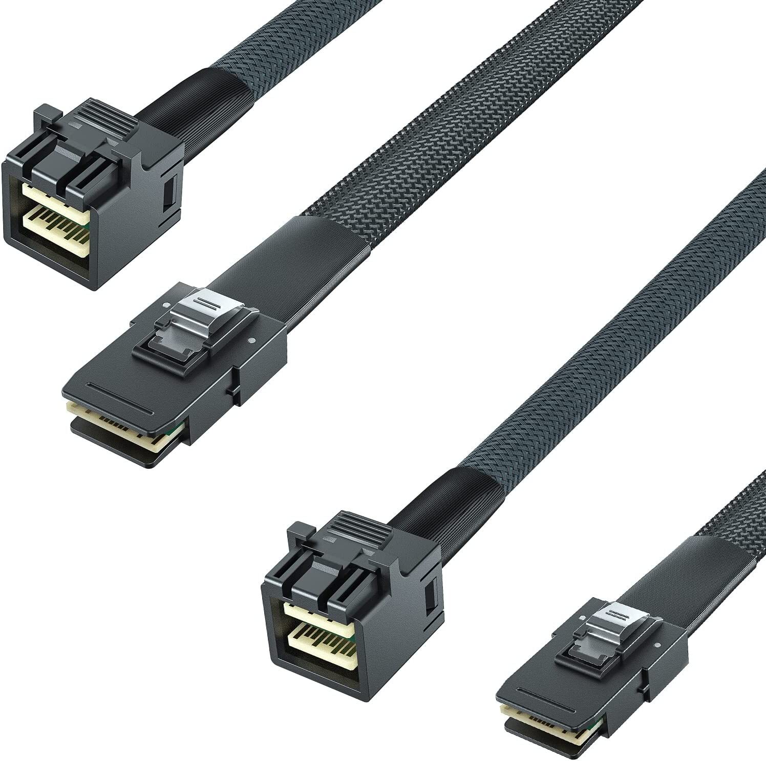 2 PACK 6G Internal Mini SAS Cable HD SFF-8643 to SFF-8087  SAS 2.1 100 Ohms 0.8M