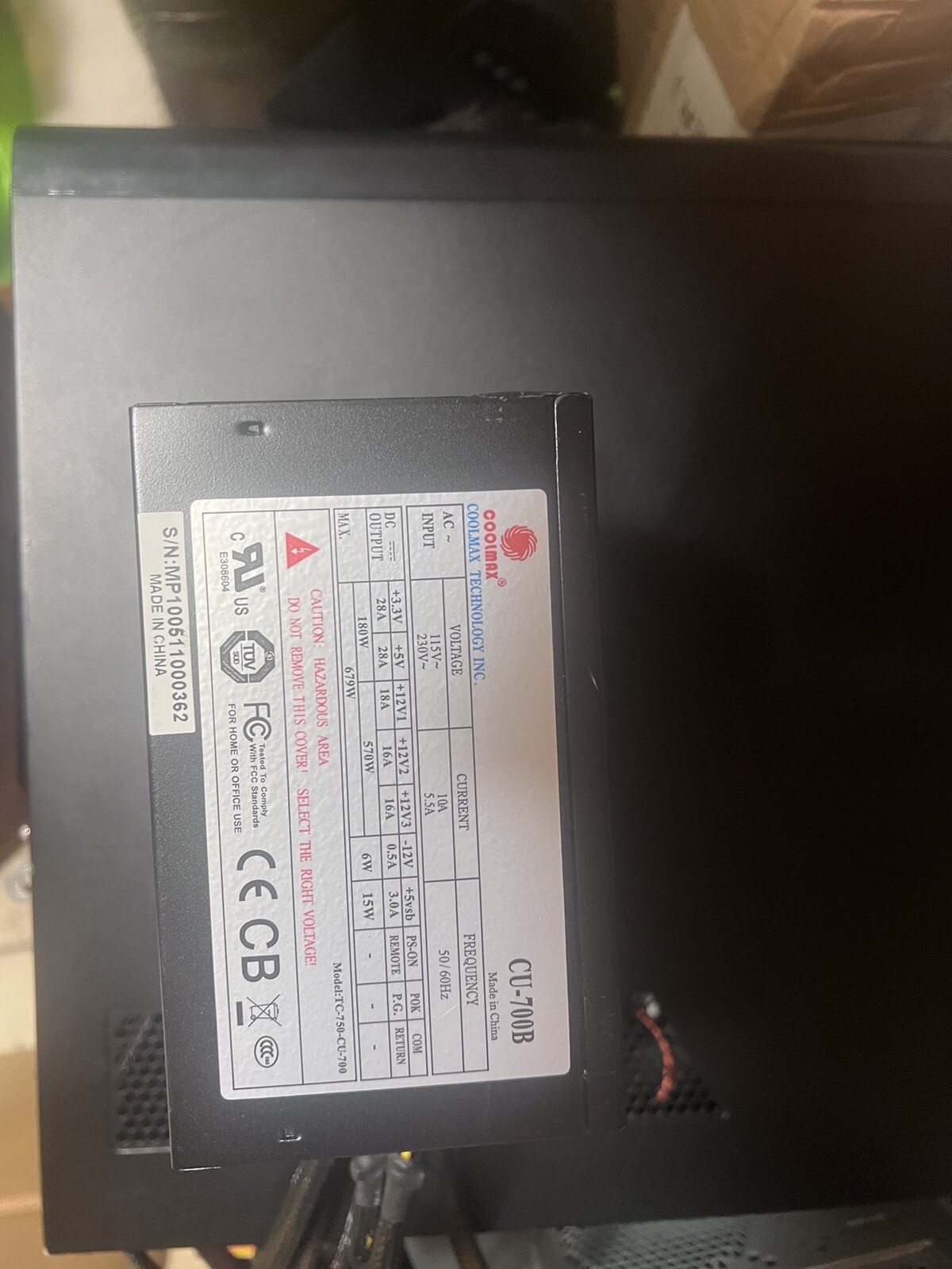 COOL MAX Watt 700W  Power Supply (US Plug)