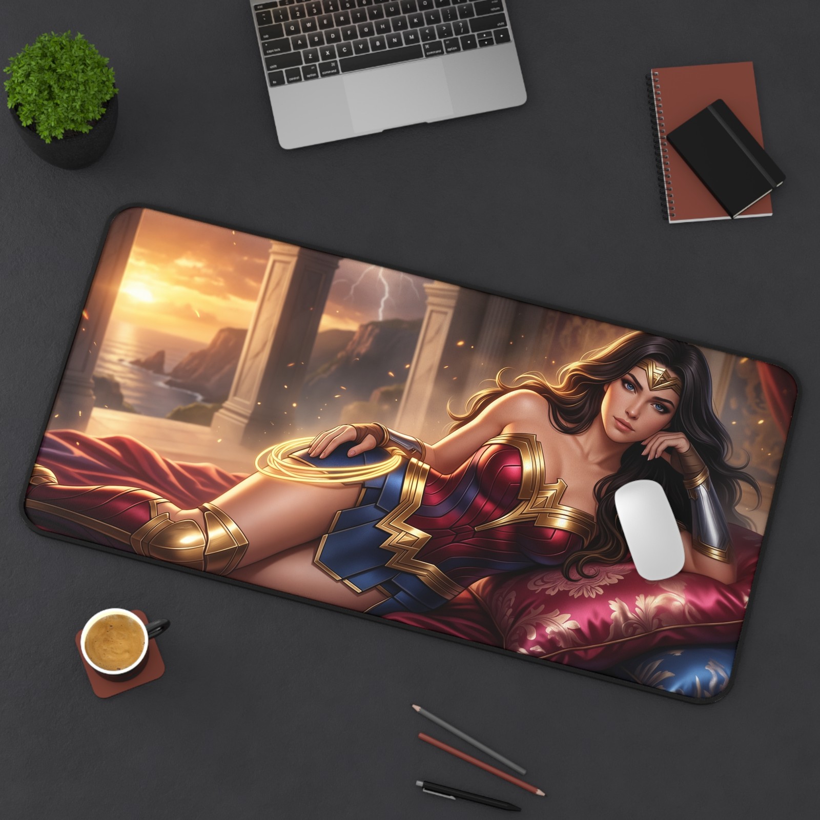 Wonder Woman Gaming Mouse Pad, Large Desk Mat, Superhero Decor