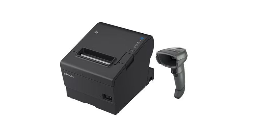 Epson TM-T88VII-612 Desktop Direct Thermal Printer + Zebra DS4608 Black