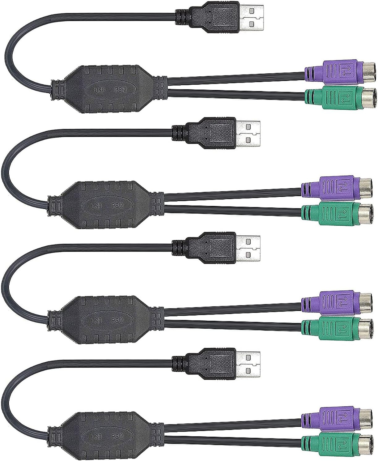PS/2 to USB Adapter 4Pack Female to Male Converter Cable
