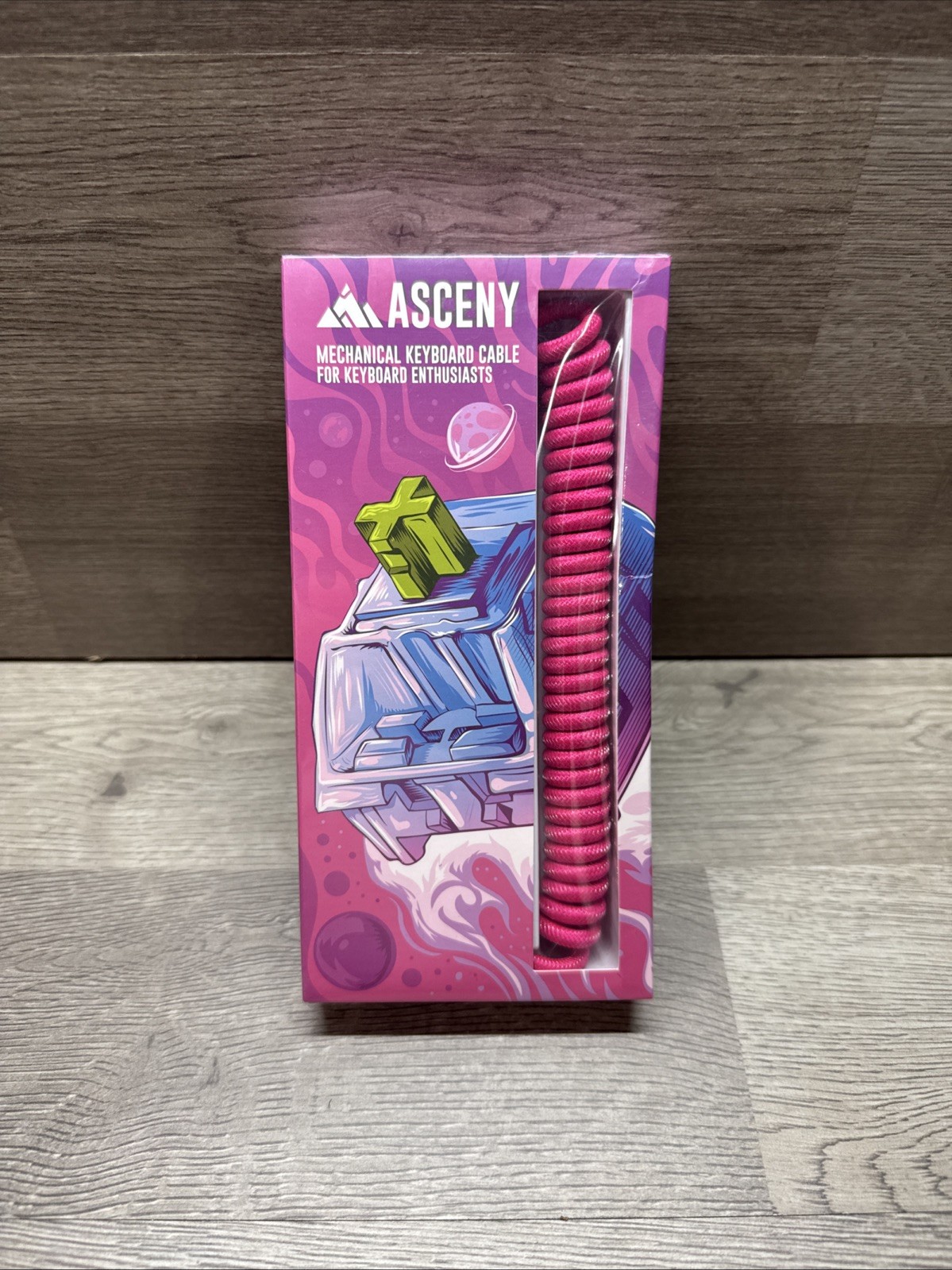 Coiled & Double-Sleeved Mechanical Keyboard Cable Type-C Pink Custom