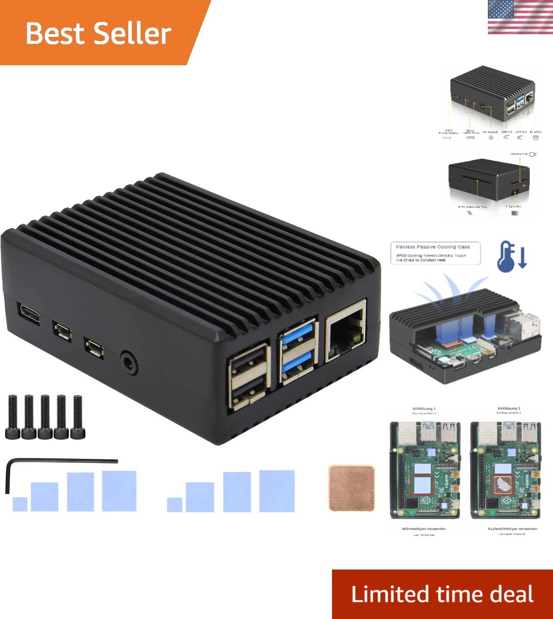 Durable Raspberry Pi 4 Aluminum Case - Optimal Cooling Solution for Your Build